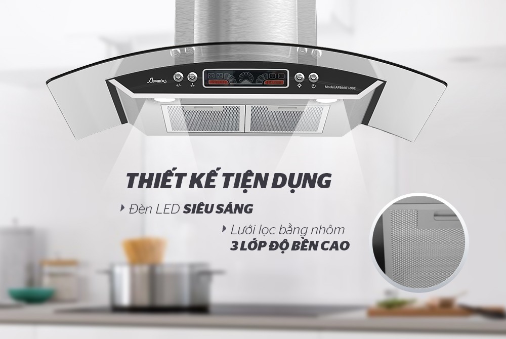 Máy hút mùi kính cong APEX APB6601-90C
