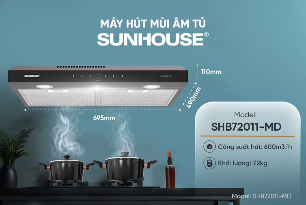 Máy hút mùi kính thẳng SUNHOUSE SHB72011-MD