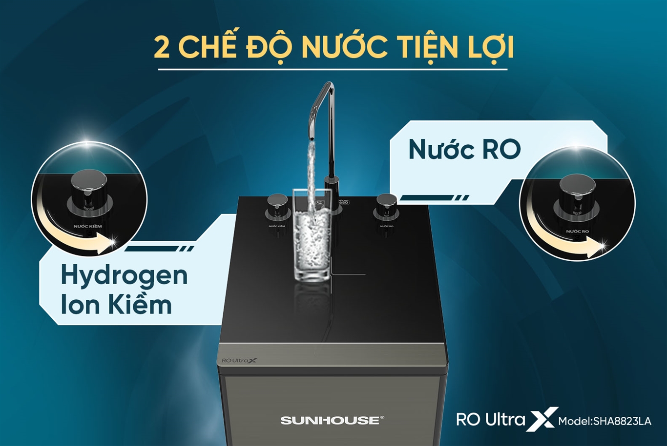 Máy lọc nước ion kiềm Hydrogen UltraX SUNHOUSE SHA8823LA