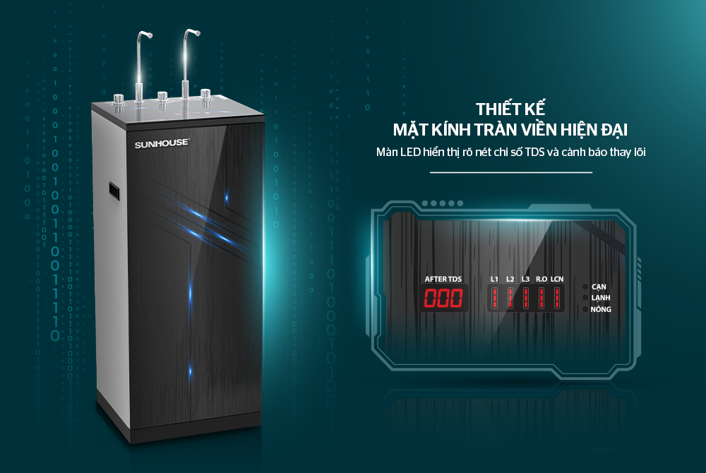 MÁY LỌC NƯỚC R.O NÓNG LẠNH IoT 10 LÕI SUNHOUSE SHA76218CK