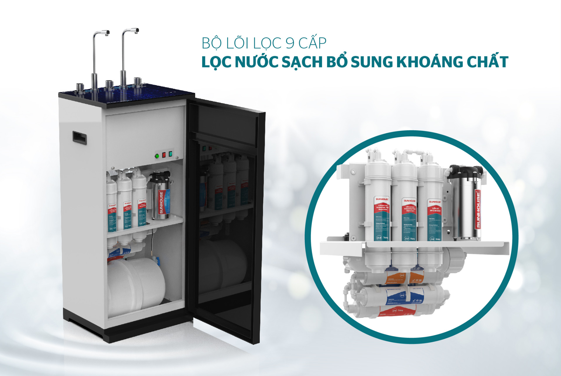 Máy lọc nước R.O nóng lạnh SUNHOUSE SHA76215CK