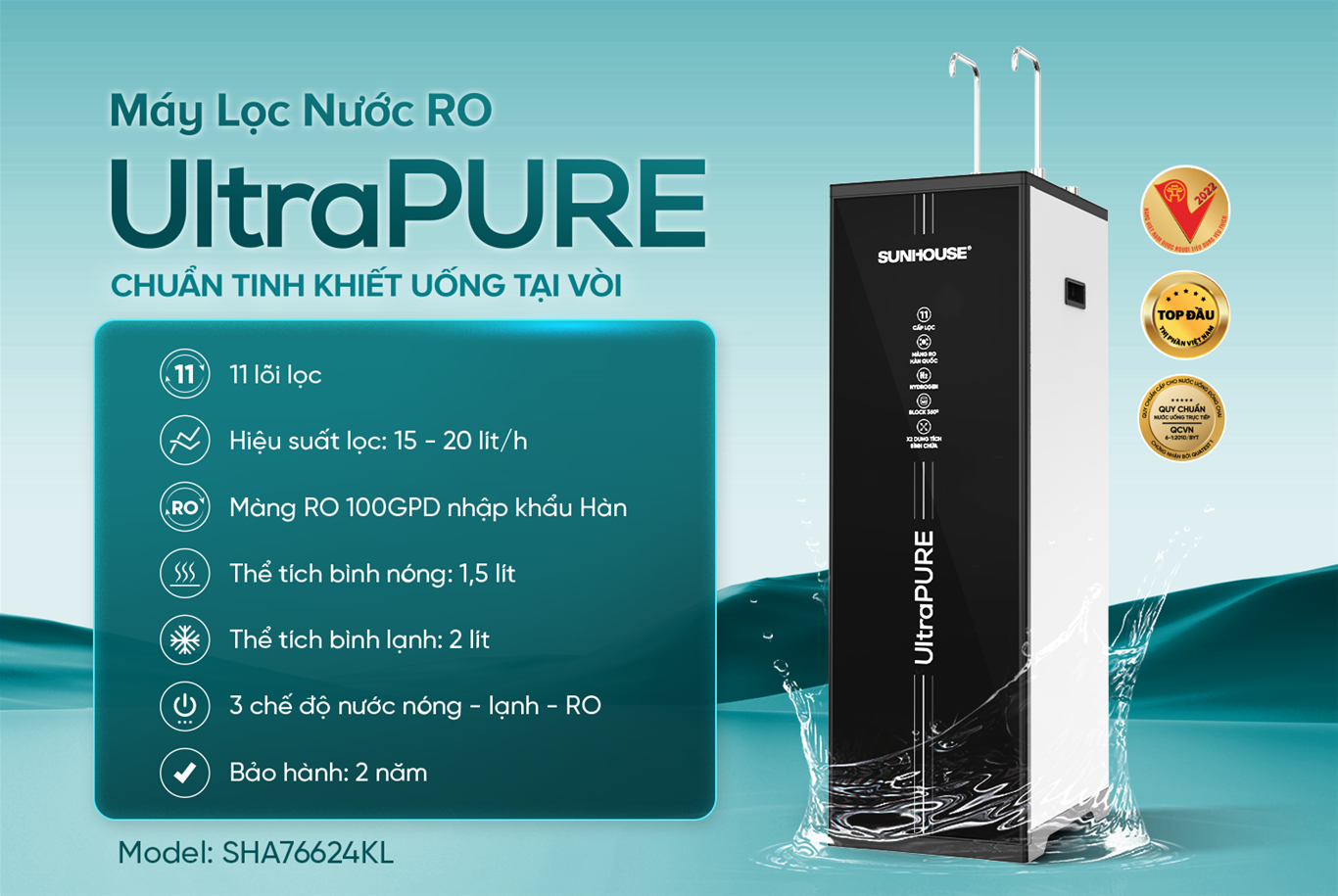 MÁY LỌC NƯỚC RO UltraPURE SUNHOUSE 11 LÕI SHA76624KL