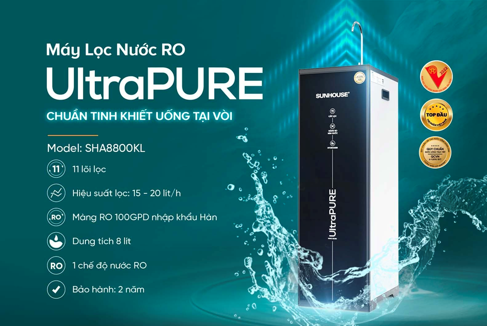 MÁY LỌC NƯỚC RO UltraPURE SUNHOUSE 11 LÕI SHA8800KL