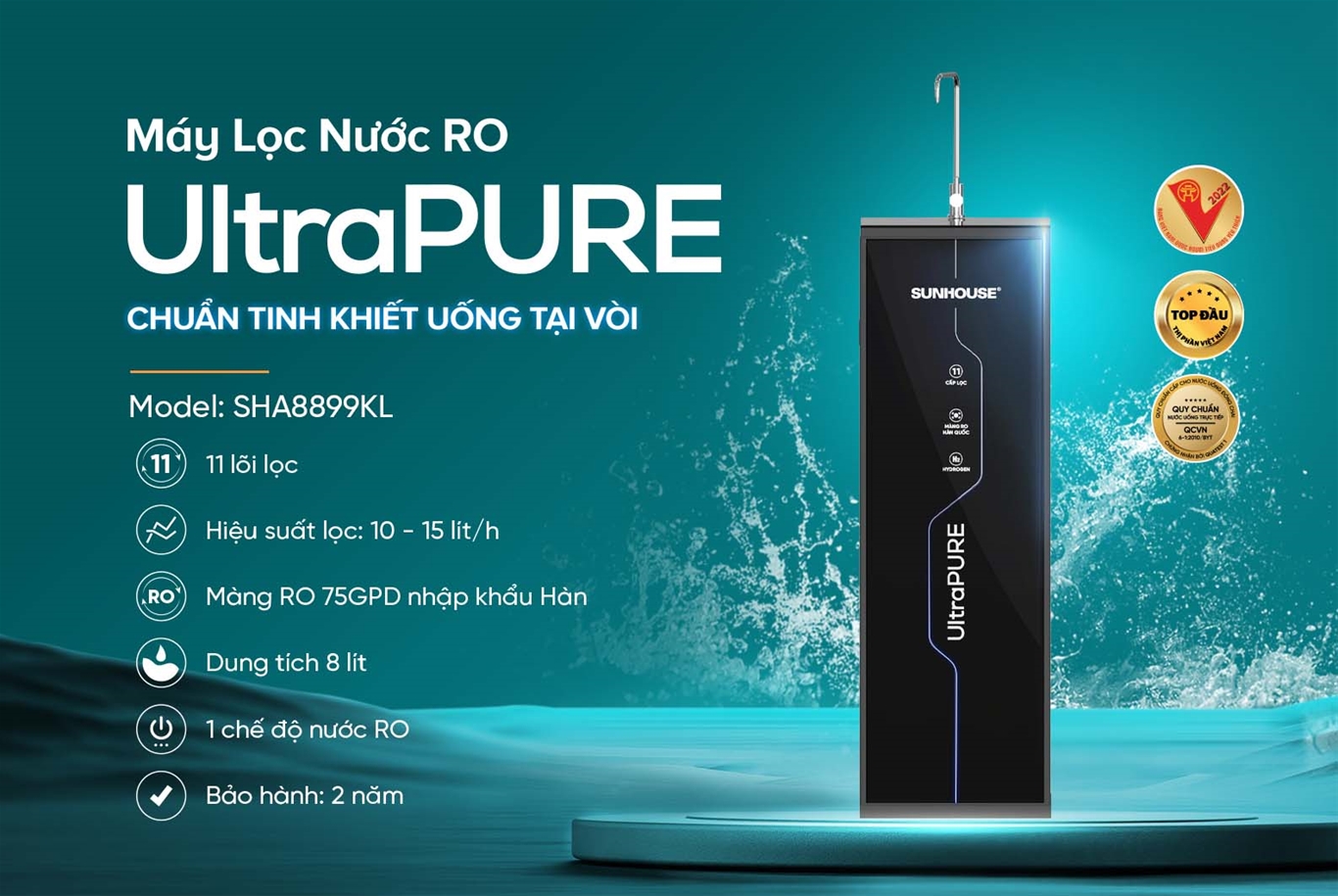 Máy lọc nước RO UltraPURE SUNHOUSE 11 lõi SHA8899KL