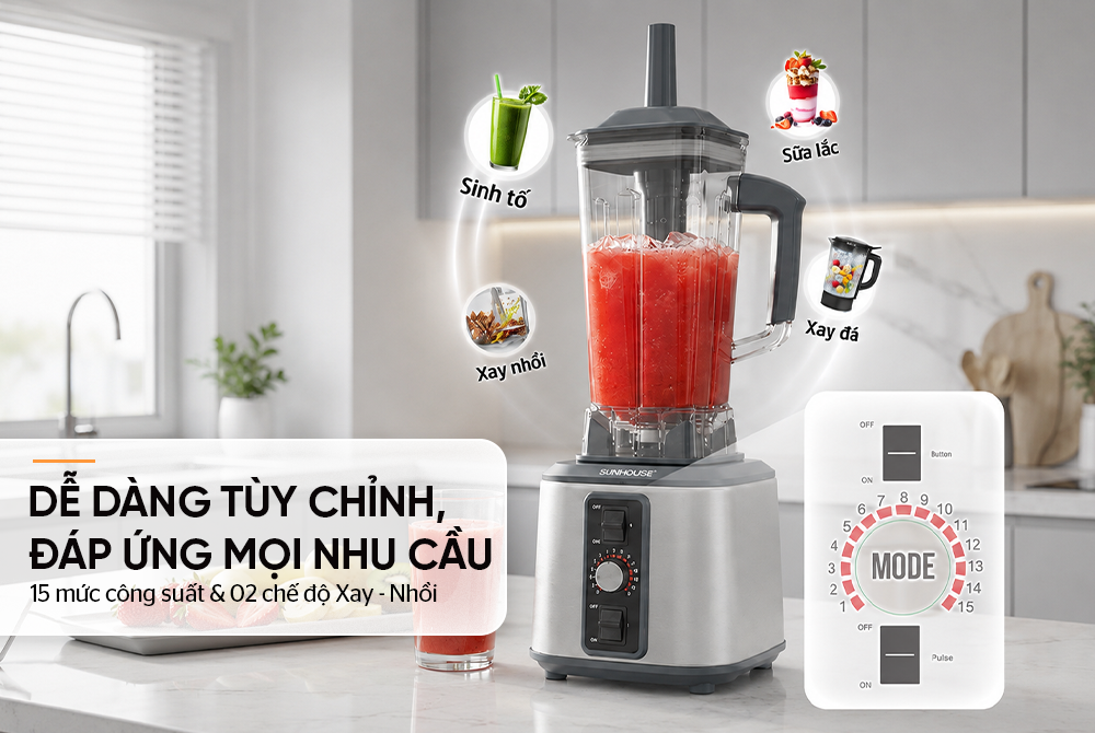 Máy xay sinh tố công nghiệp SUNHOUSE SHD5381