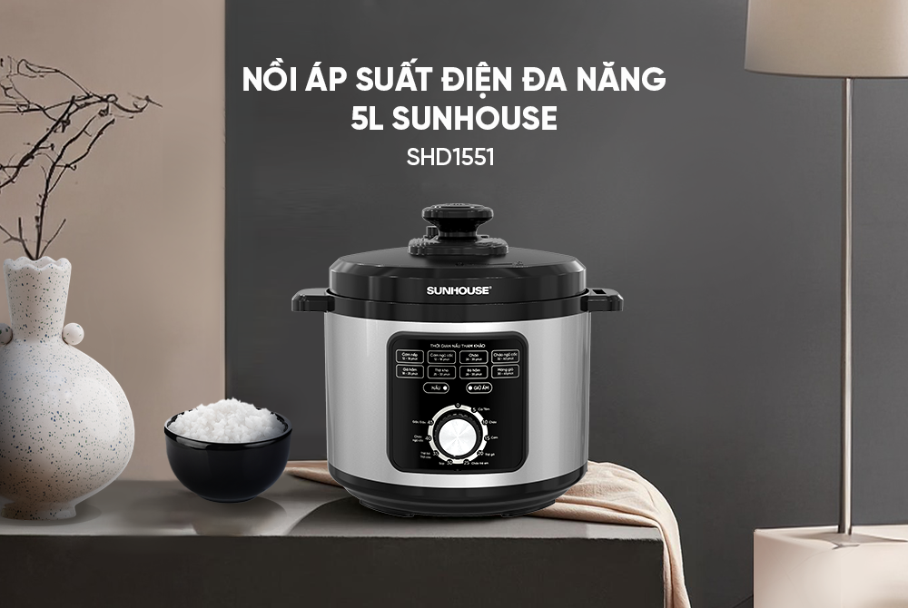 Nồi áp suất điện đa năng 5L SUNHOUSE SHD1551