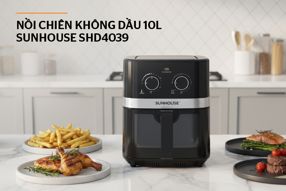 Nồi chiên không dầu 10L SUNHOUSE SHD4039