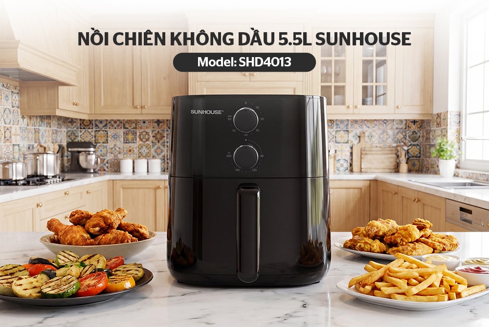 Nồi chiên không dầu 5.5L SUNHOUSE SHD4013