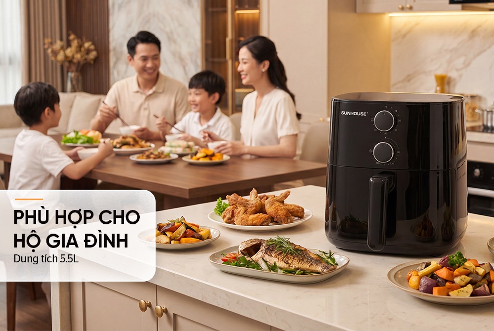 Nồi chiên không dầu 5.5L SUNHOUSE SHD4013