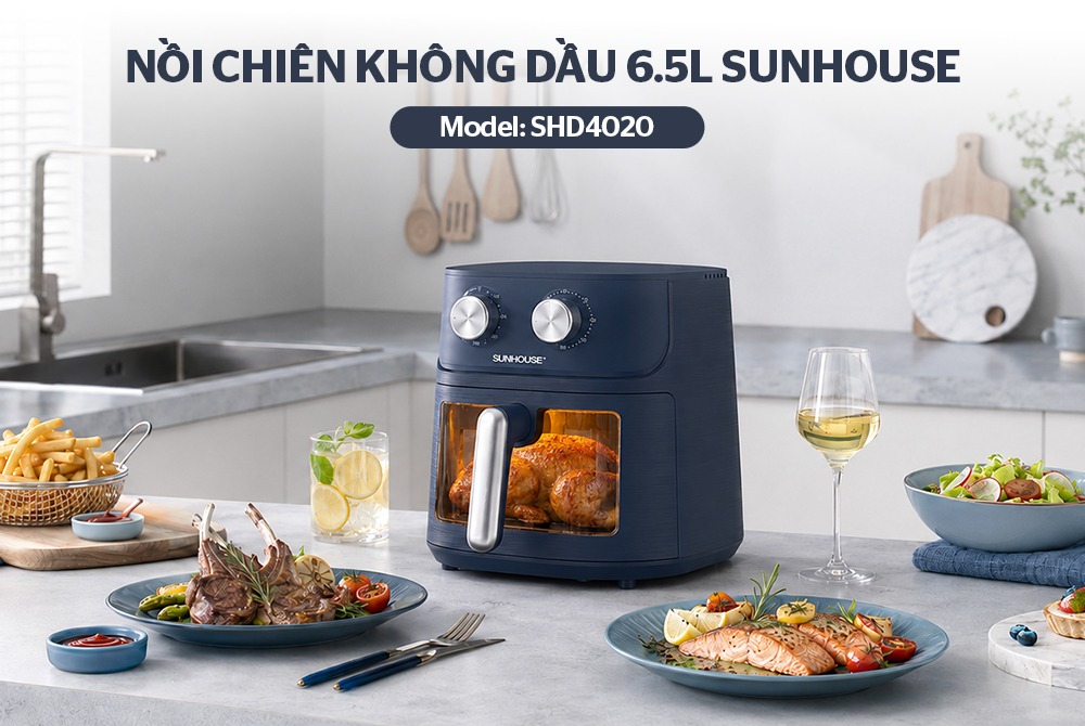 Nồi chiên không dầu 6.5L SUNHOUSE SHD4020
