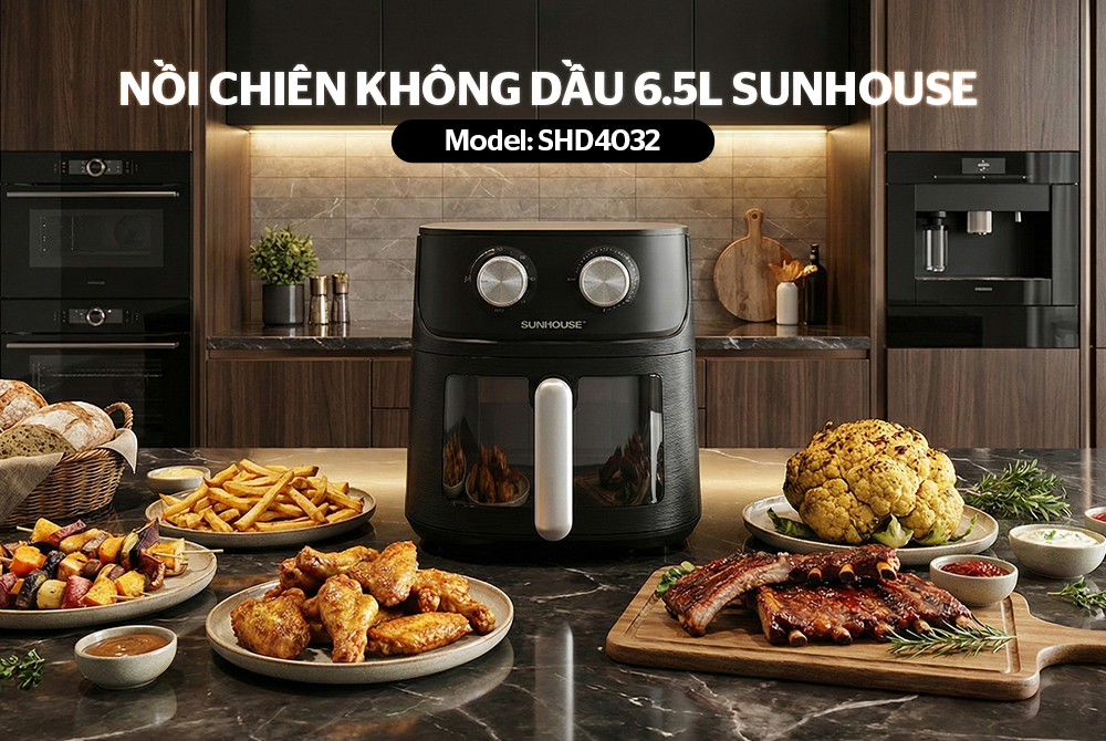 Nồi chiên không dầu 6.5L SUNHOUSE SHD4032