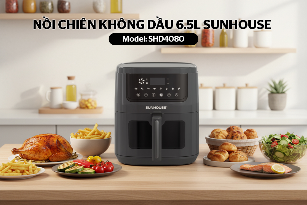 Nồi chiên không dầu 6.5L SUNHOUSE SHD4080