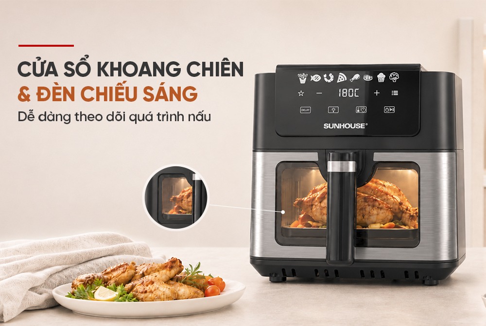 Nồi chiên không dầu 6.5L SUNHOUSE SHD4084