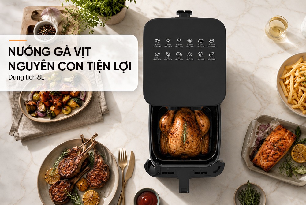 Nồi chiên không dầu 8L HappyTime HTD4041