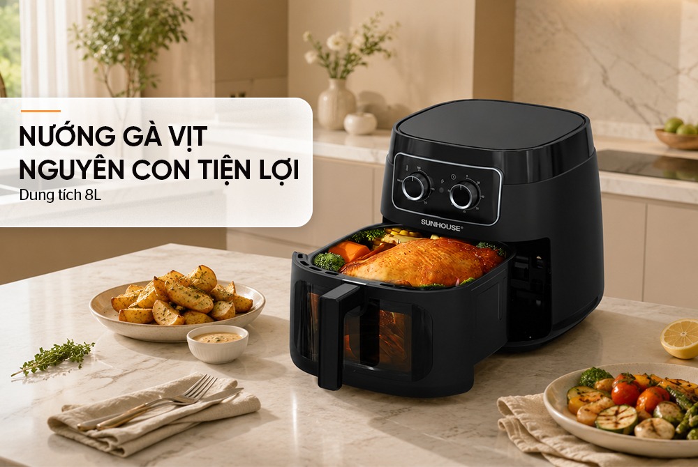 Nồi chiên không dầu 8L SUNHOUSE SHD4042