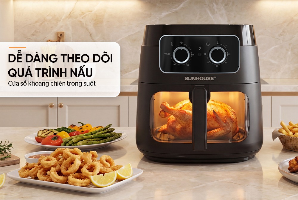 Nồi chiên không dầu 8L SUNHOUSE SHD4042
