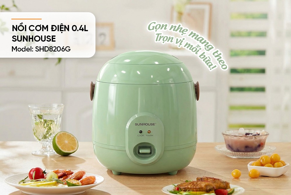 Nồi cơm điện 0.4L SUNHOUSE SHD8206G