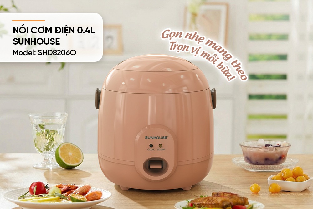 Nồi cơm điện 0.4L SUNHOUSE SHD8206O