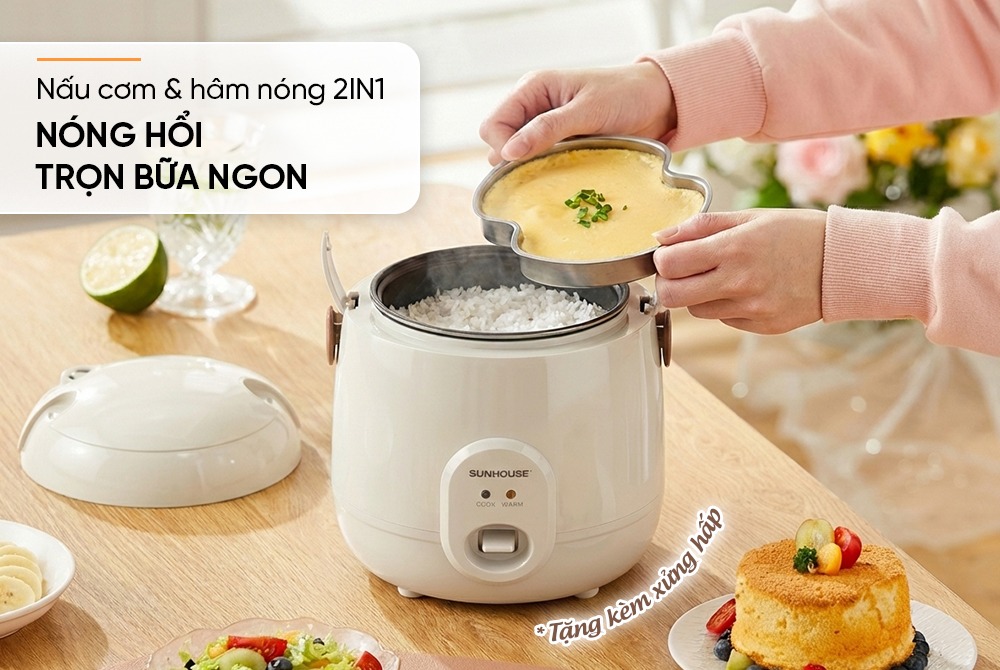 Nồi cơm điện 0.4L SUNHOUSE SHD8206W