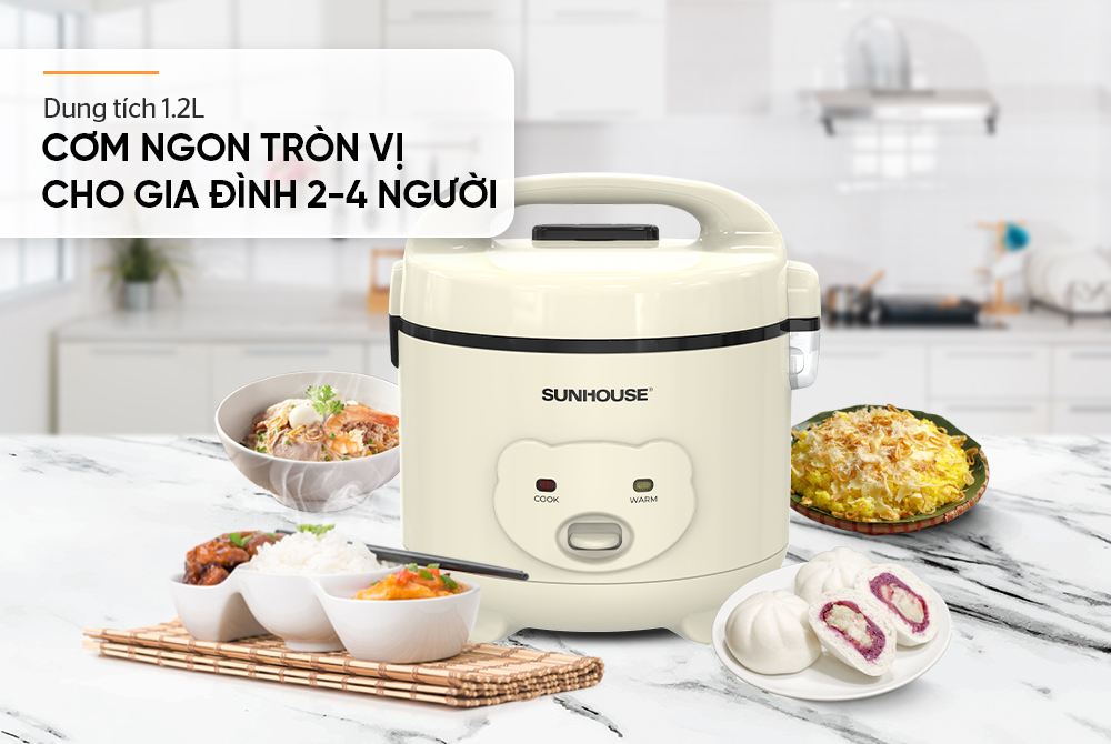 Nồi cơm điện 1.2L SUNHOUSE SHD8224W