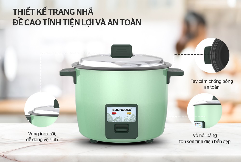 Nồi cơm điện 1.8L SUNHOUSE SHD8133