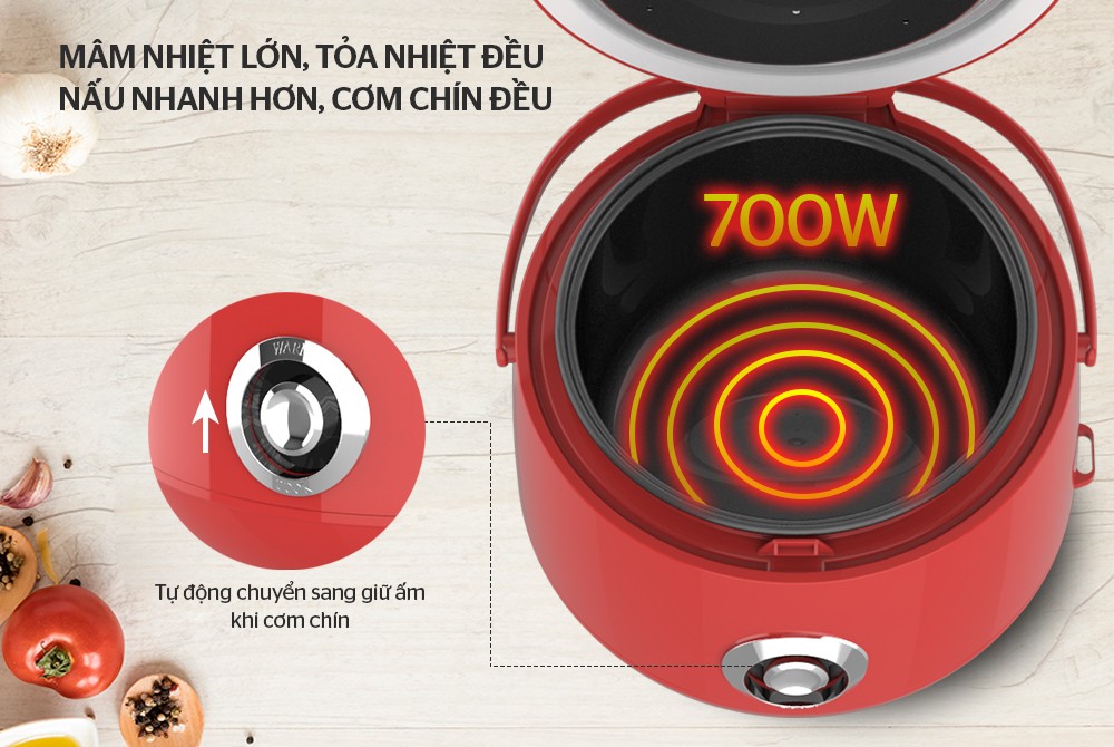 Nồi cơm điện 1.8L SUNHOUSE SHD8606R