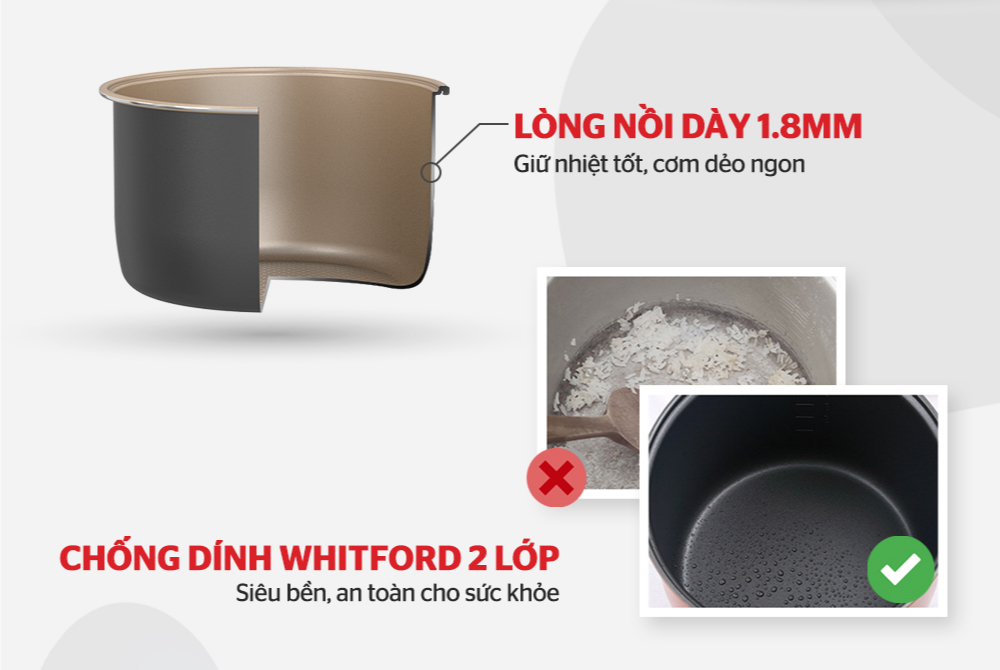 Nồi cơm điện 1.8L SUNHOUSE SHD8638