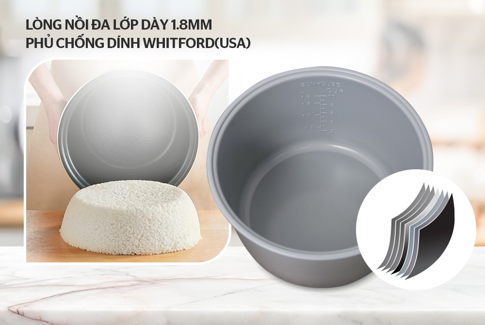 Nồi cơm điện 1.8L SUNHOUSE SHD8662