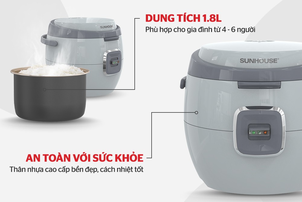 Nồi cơm điện 1.8L SUNHOUSE SHD8663G