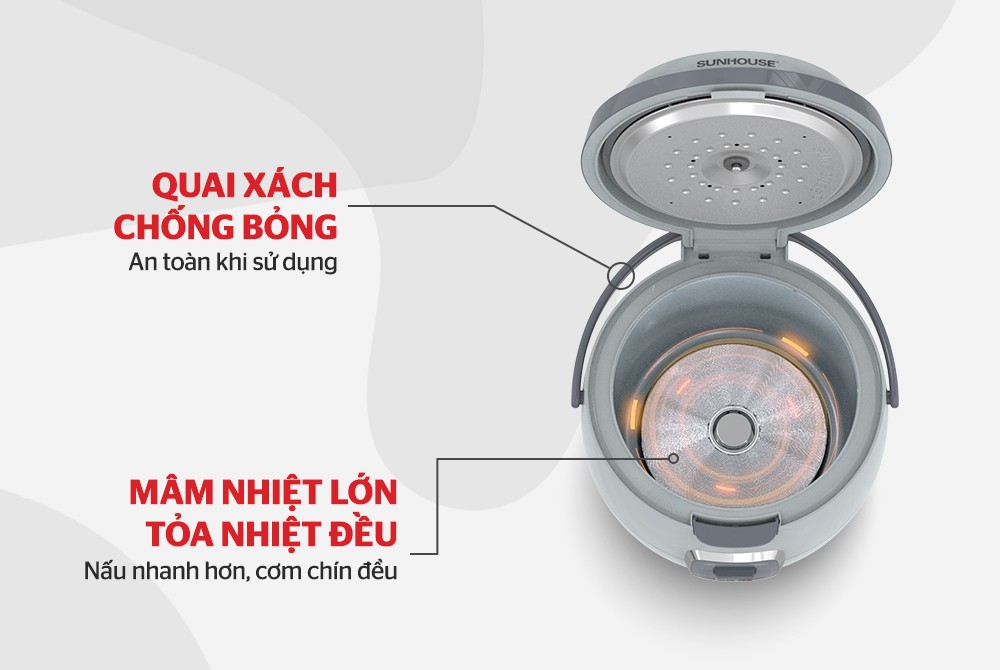 Nồi cơm điện 1.8L SUNHOUSE SHD8663G