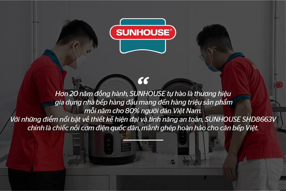 Nồi cơm điện 1.8L SUNHOUSE SHD8663V