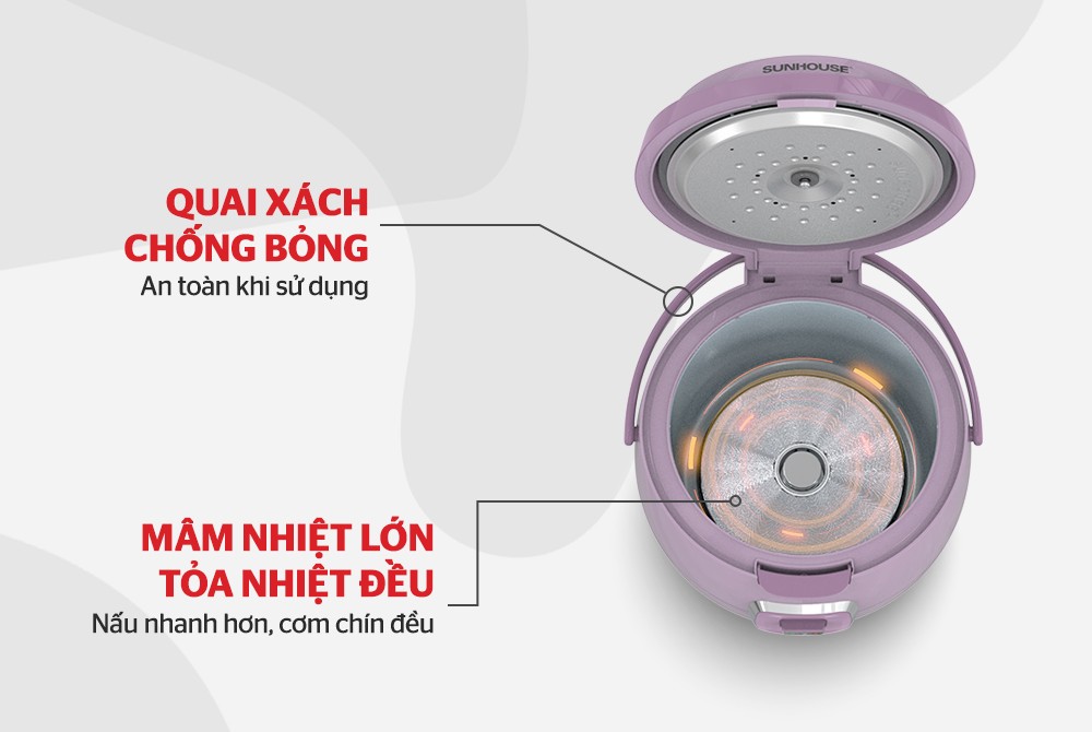 Nồi cơm điện 1.8L SUNHOUSE SHD8663V