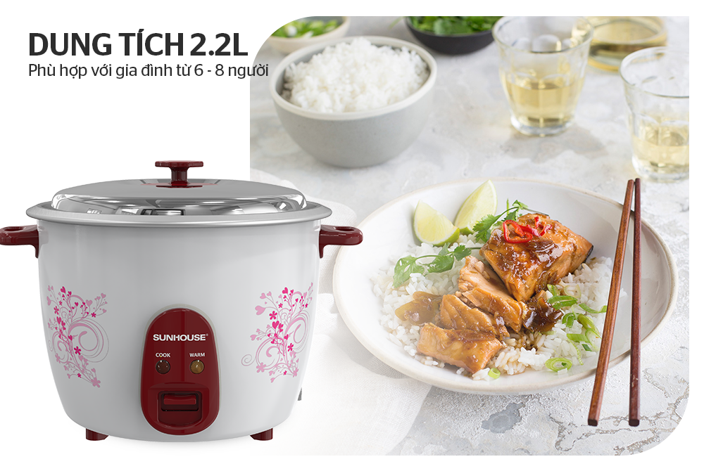 Nồi cơm điện 2.2L SUNHOUSE VUNG RỜI SHD8136
