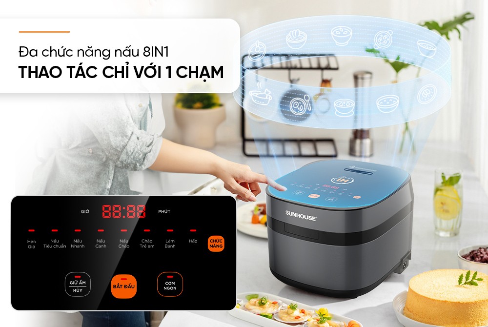 Nồi cơm điện cao tần 1.5L SUNHOUSE SHD8827