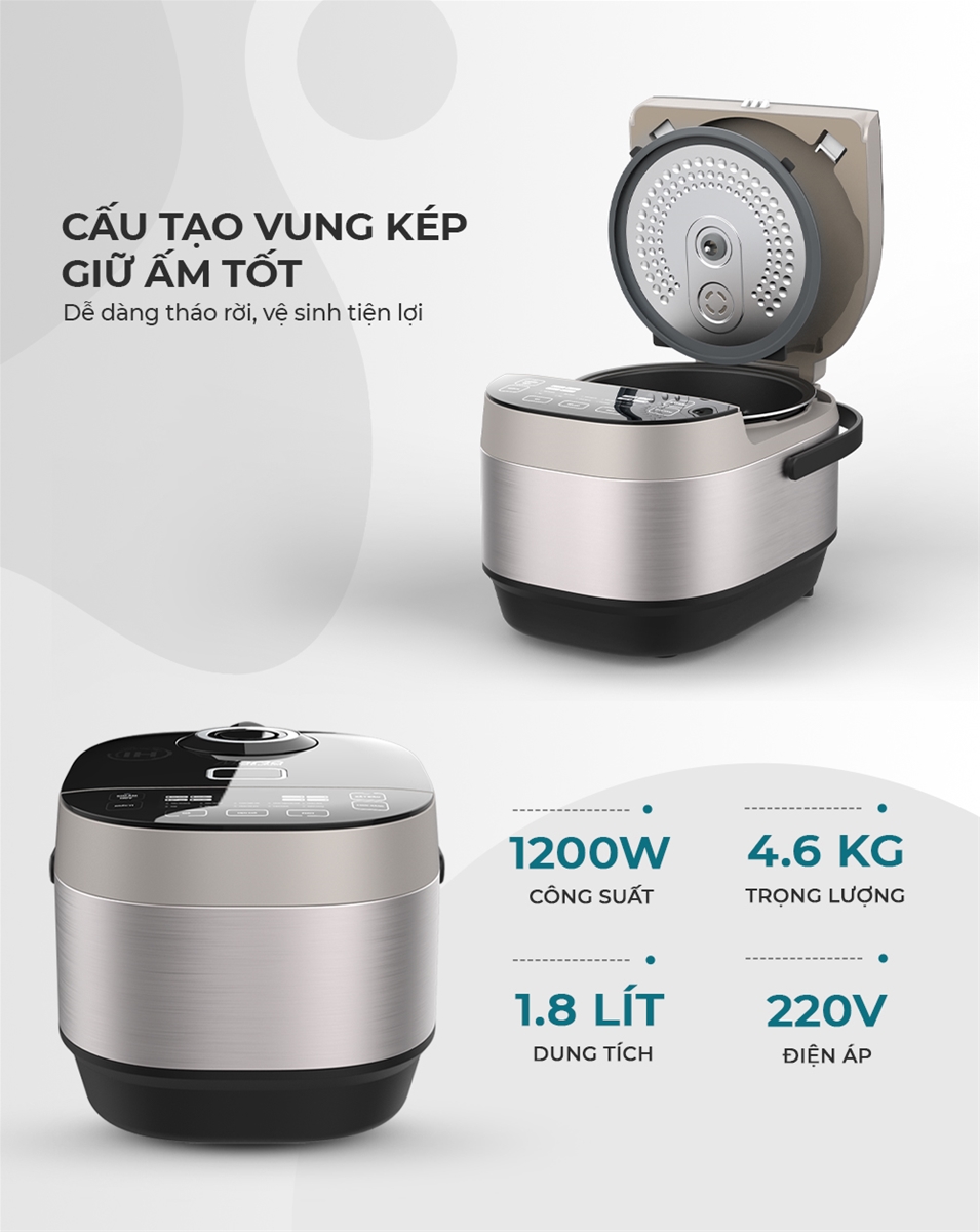 Nồi cơm điện SUNHOUSE SHD8959 - Nhiệt đa chiều, trọn dưỡng chất