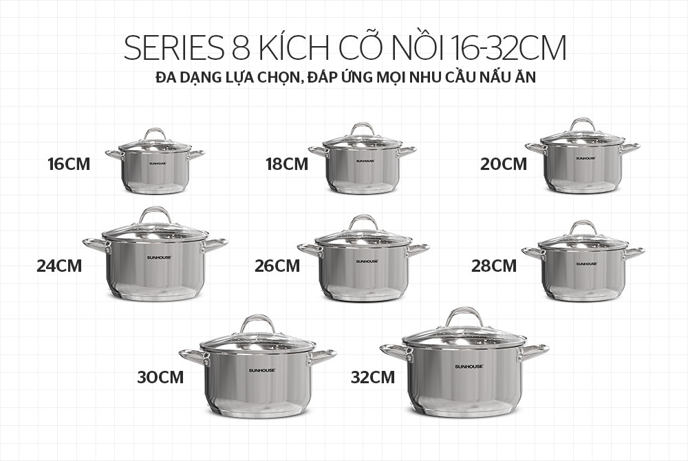 Nồi inox 3 đáy SUNHOUSE SHG301-16