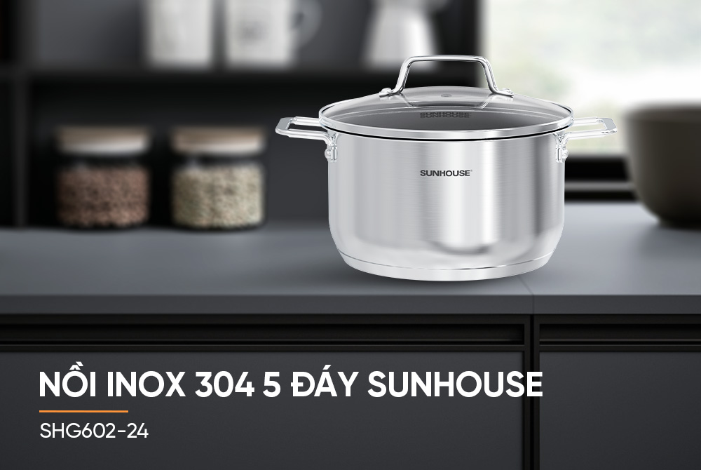 Nồi inox 304 5 đáy SUNHOUSE SHG602-24