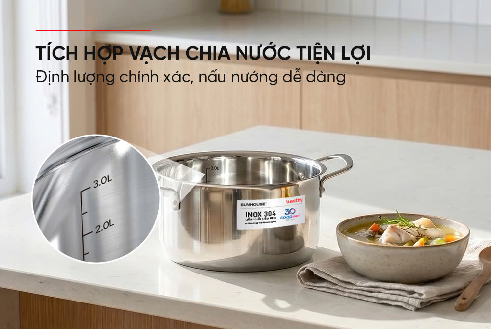Nồi lẻ inox nguyên khối SUNHOUSE Healthy SHG601-24DC