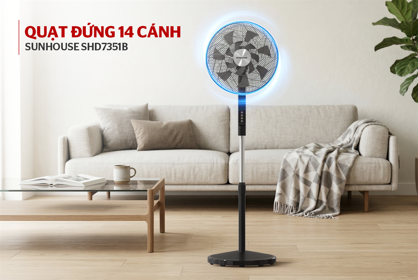 Quạt đứng 14 cánh SUNHOUSE SHD7351B