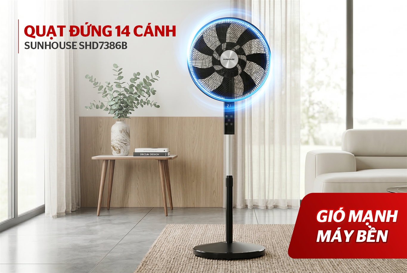 Quạt Đứng 14 Cánh SUNHOUSE SHD7386B