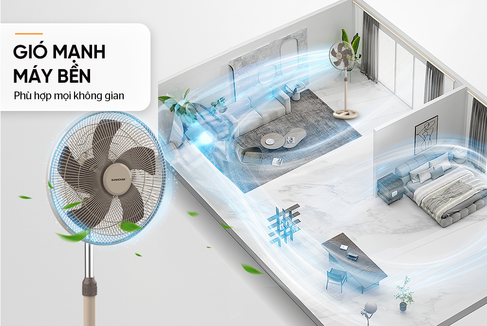 Quạt đứng 5 cánh SUNHOUSE SHD7354B