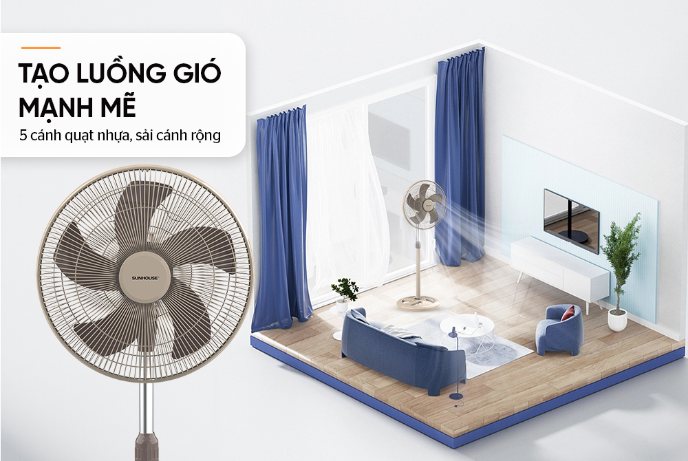 Quạt đứng 5 cánh SUNHOUSE SHD7354B