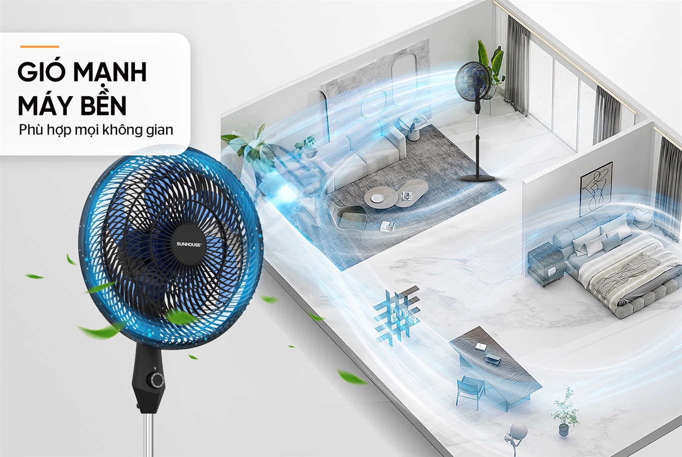 Quạt đứng 6 cánh SUNHOUSE SHD7361B