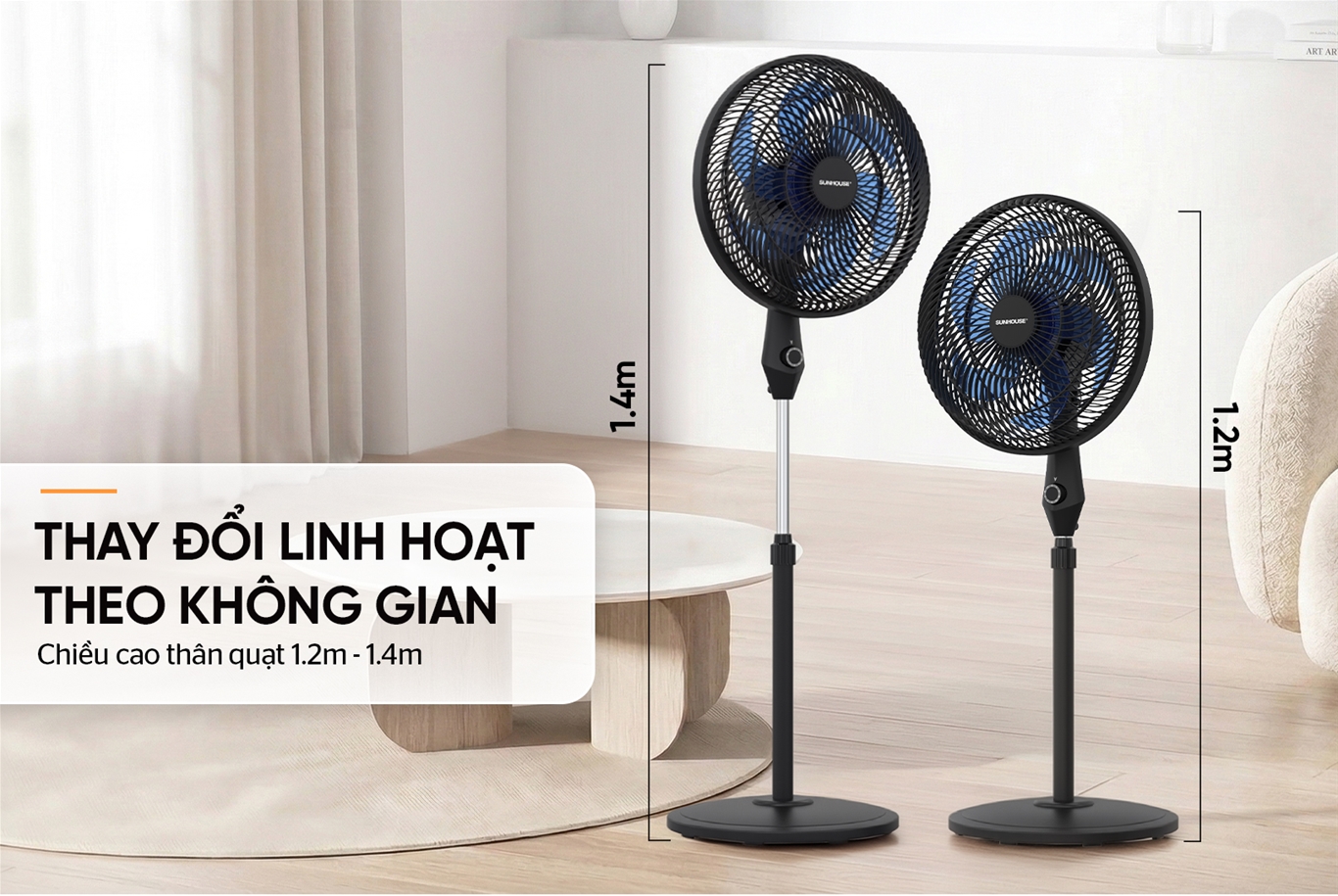 Quạt đứng 6 cánh SUNHOUSE SHD7361B