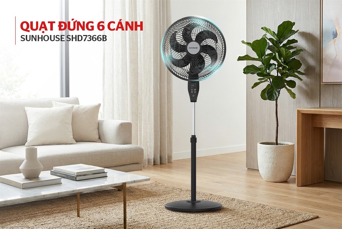 Quạt đứng 6 cánh SUNHOUSE SHD7366B