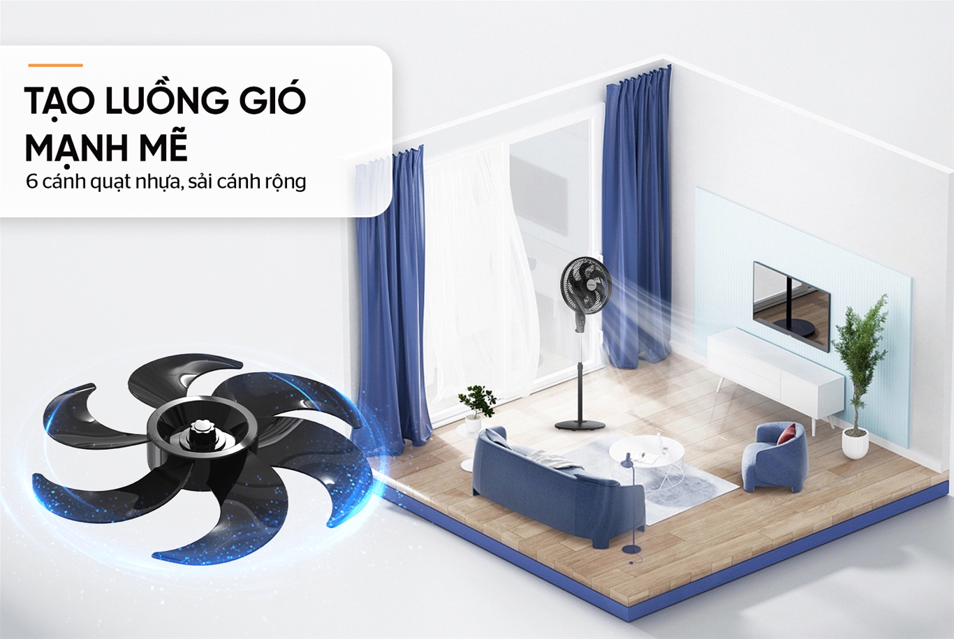 Quạt đứng 6 cánh SUNHOUSE SHD7366B