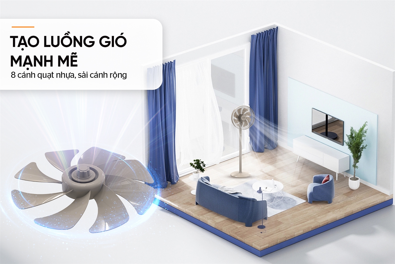 Quạt đứng 8 cánh SUNHOUSE SHD7346B