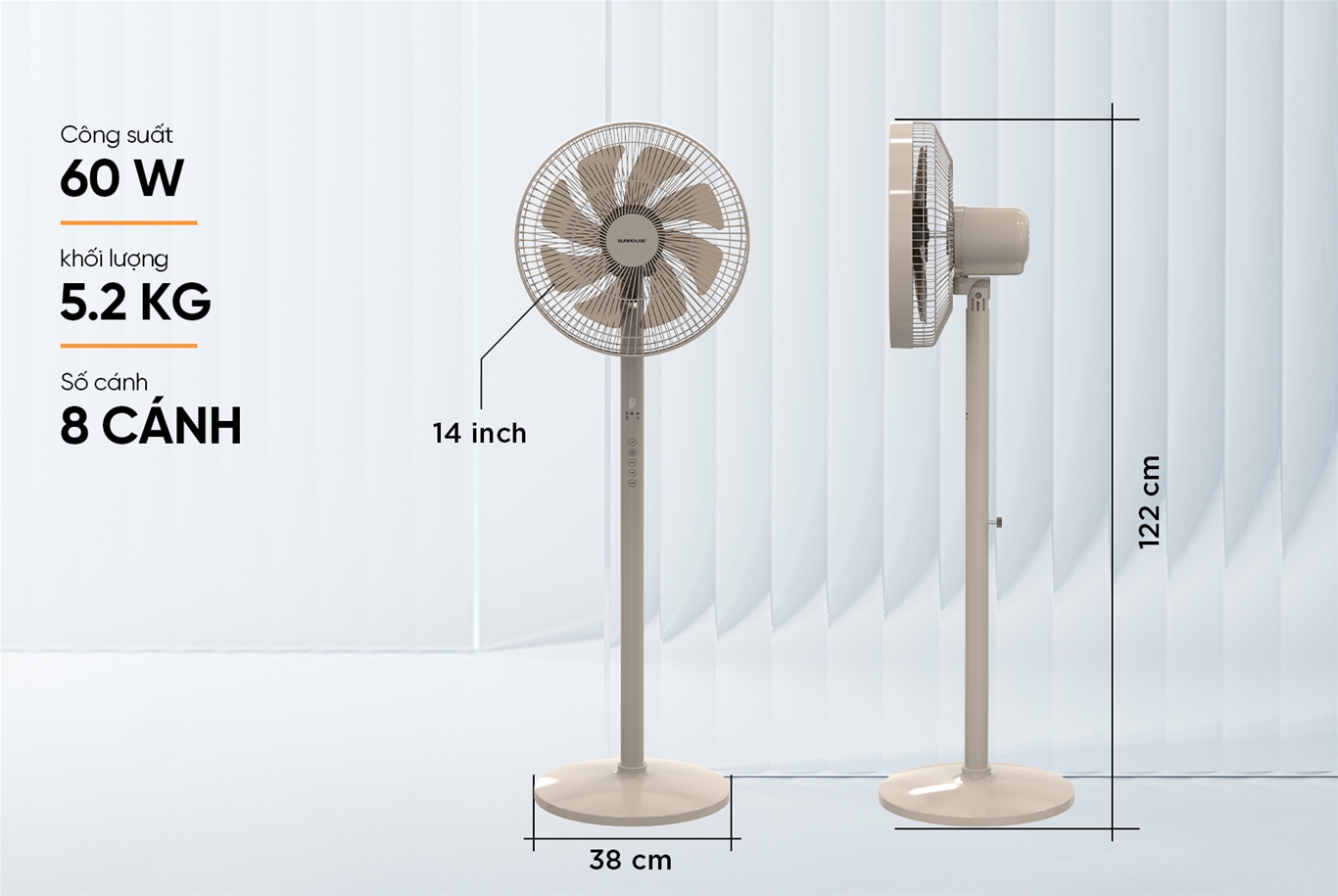 Quạt đứng 8 cánh SUNHOUSE SHD7346B
