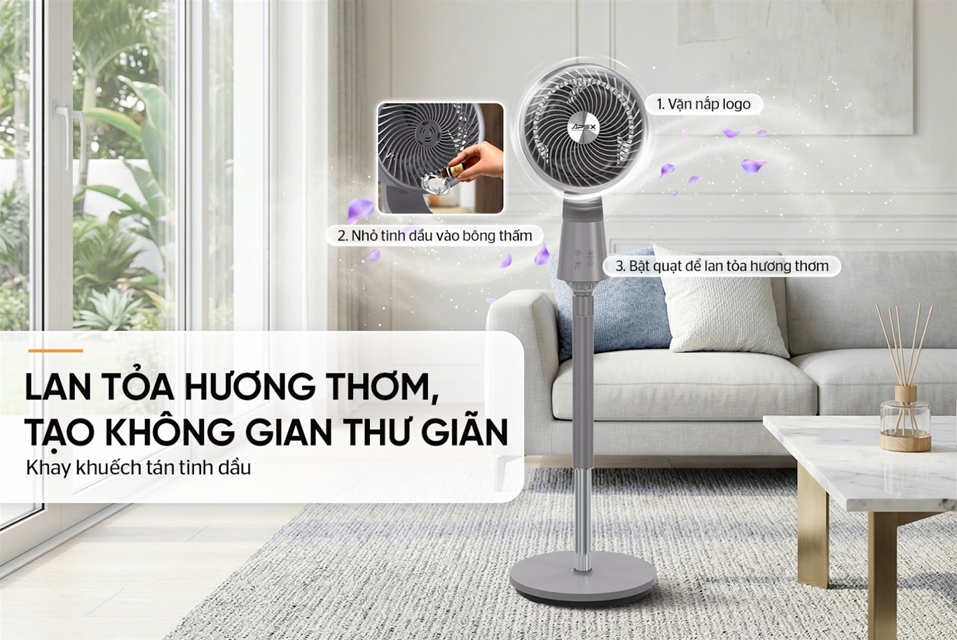 Quạt đứng tuần hoàn thông minh SUNHOUSE APEX APF7318GV