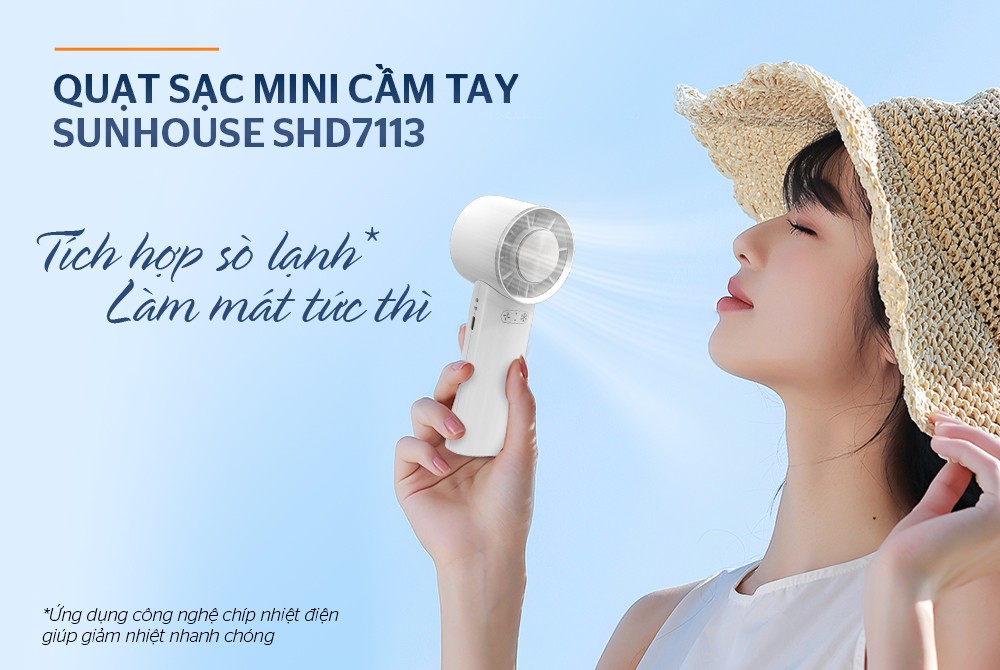 Quạt sạc mini cầm tay SUNHOUSE SHD7113